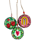 set of 3 wood slice ornaments A