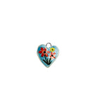 blue bouquet heart ceramic charm