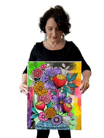 messy bouquet original painting