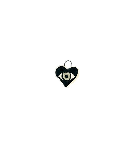 small heart eye ceramic charm