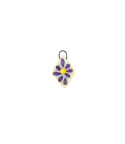 purple diamond flower ceramic charm