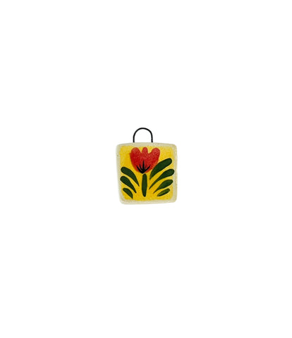 red and yellow tulip ceramic charm