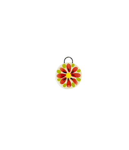 red daisy ceramic charm