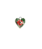 red rose ceramic heart charm