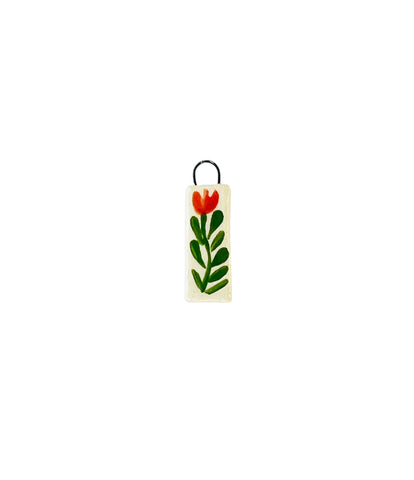 tall red tulip ceramic charm