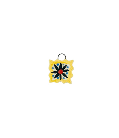 yellow square ceramic charm