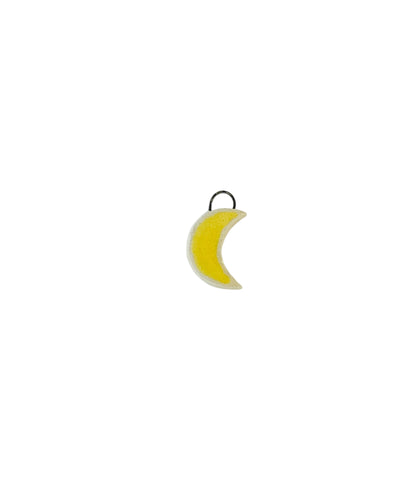 small yellow moon ceramic charm